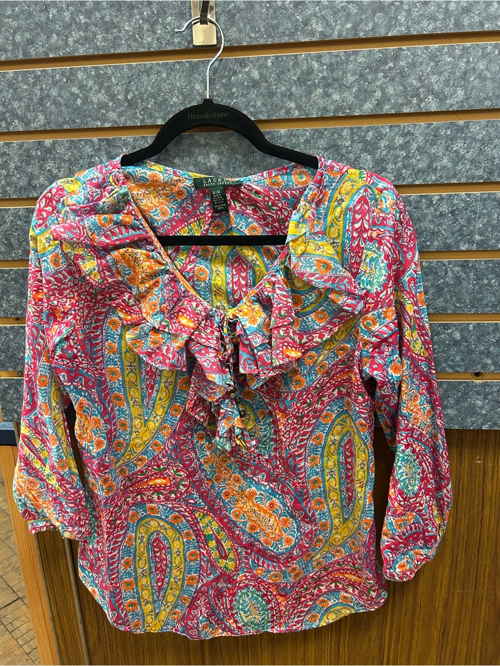 LAUREN Ralph Lauren Multicolor Paisley Ruffle Neck Blouse